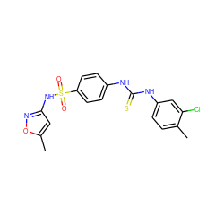 Cc1cc(NS(=O)(=O)c2ccc(NC(=S)Nc3ccc(C)c(Cl)c3)cc2)no1 ZINC000040421181