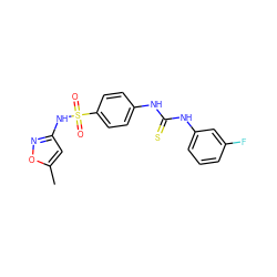 Cc1cc(NS(=O)(=O)c2ccc(NC(=S)Nc3cccc(F)c3)cc2)no1 ZINC000045495390