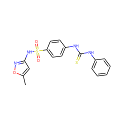 Cc1cc(NS(=O)(=O)c2ccc(NC(=S)Nc3ccccc3)cc2)no1 ZINC000005091174