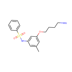 Cc1cc(NS(=O)(=O)c2ccccc2)cc(OCCCCN)c1 ZINC000029388788