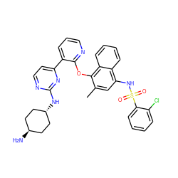 Cc1cc(NS(=O)(=O)c2ccccc2Cl)c2ccccc2c1Oc1ncccc1-c1ccnc(N[C@H]2CC[C@H](N)CC2)n1 ZINC000299840595