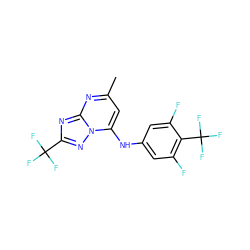 Cc1cc(Nc2cc(F)c(C(F)(F)F)c(F)c2)n2nc(C(F)(F)F)nc2n1 ZINC000098208311