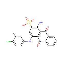 Cc1cc(Nc2cc(S(=O)(=O)O)c(N)c3c2C(=O)c2ccccc2C3=O)ccc1Cl ZINC001772606846