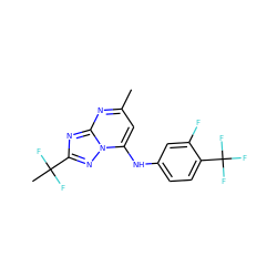 Cc1cc(Nc2ccc(C(F)(F)F)c(F)c2)n2nc(C(C)(F)F)nc2n1 ZINC000116844123