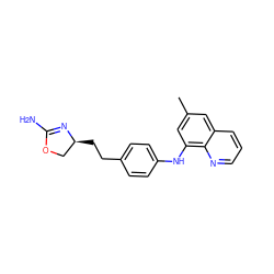 Cc1cc(Nc2ccc(CC[C@H]3COC(N)=N3)cc2)c2ncccc2c1 ZINC000169701150