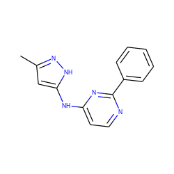 Cc1cc(Nc2ccnc(-c3ccccc3)n2)[nH]n1 ZINC000034050479