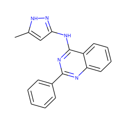 Cc1cc(Nc2nc(-c3ccccc3)nc3ccccc23)n[nH]1 ZINC000016052235