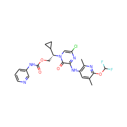 Cc1cc(Nc2nc(Cl)cn([C@H](COC(=O)Nc3cccnc3)C3CC3)c2=O)c(C)nc1OC(F)F ZINC000116832584