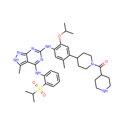 Cc1cc(Nc2nc(Nc3ccccc3S(=O)(=O)C(C)C)c3c(C)[nH]nc3n2)c(OC(C)C)cc1C1CCN(C(=O)C2CCNCC2)CC1 ZINC000162965038