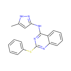 Cc1cc(Nc2nc(Sc3ccccc3)nc3ccccc23)n[nH]1 ZINC000038441904