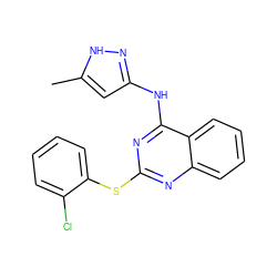 Cc1cc(Nc2nc(Sc3ccccc3Cl)nc3ccccc23)n[nH]1 ZINC000038445191