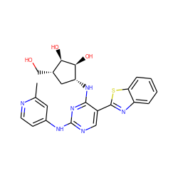 Cc1cc(Nc2ncc(-c3nc4ccccc4s3)c(N[C@@H]3C[C@H](CO)[C@@H](O)[C@H]3O)n2)ccn1 ZINC000207513787