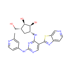 Cc1cc(Nc2ncc(-c3nc4ccncc4s3)c(N[C@@H]3C[C@H](CO)[C@@H](O)[C@H]3O)n2)ccn1 ZINC000473107738