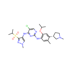 Cc1cc(Nc2ncc(Cl)c(Nc3cn(C)nc3S(=O)(=O)C(C)C)n2)c(OC(C)C)cc1[C@@H]1CCN(C)C1 ZINC000473087297