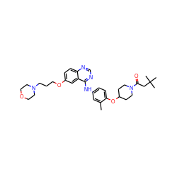 Cc1cc(Nc2ncnc3ccc(OCCCN4CCOCC4)cc23)ccc1OC1CCN(C(=O)CC(C)(C)C)CC1 ZINC000028706371