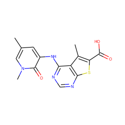 Cc1cc(Nc2ncnc3sc(C(=O)O)c(C)c23)c(=O)n(C)c1 ZINC000299859161