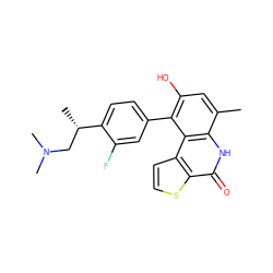 Cc1cc(O)c(-c2ccc([C@@H](C)CN(C)C)c(F)c2)c2c1[nH]c(=O)c1sccc12 ZINC000150149270