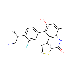 Cc1cc(O)c(-c2ccc([C@@H](C)CN)c(F)c2)c2c1[nH]c(=O)c1sccc12 ZINC000072317439