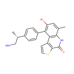 Cc1cc(O)c(-c2ccc([C@@H](C)CN)cc2)c2c1[nH]c(=O)c1sccc12 ZINC000072317440