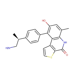 Cc1cc(O)c(-c2ccc([C@H](C)CN)cc2)c2c1[nH]c(=O)c1sccc12 ZINC000150069517