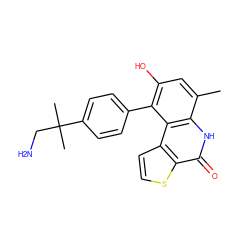 Cc1cc(O)c(-c2ccc(C(C)(C)CN)cc2)c2c1[nH]c(=O)c1sccc12 ZINC000150166956