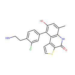 Cc1cc(O)c(-c2ccc(CCN)c(Cl)c2)c2c1[nH]c(=O)c1sccc12 ZINC000165155746