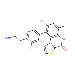 Cc1cc(O)c(-c2ccc(CCN)c(F)c2)c2c1[nH]c(=O)c1sccc12 ZINC000165093346