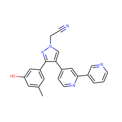 Cc1cc(O)cc(-c2nn(CC#N)cc2-c2ccnc(-c3cccnc3)c2)c1 ZINC000045298784