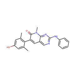 Cc1cc(O)cc(C)c1-c1cc2cnc(Nc3ccccc3)nc2n(C)c1=O ZINC000028331873