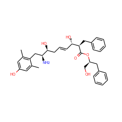 Cc1cc(O)cc(C)c1C[C@H](N)[C@@H](O)C/C=C/[C@H](O)[C@@H](Cc1ccccc1)C(=O)O[C@H](CO)Cc1ccccc1 ZINC000027741091