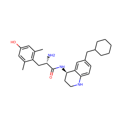 Cc1cc(O)cc(C)c1C[C@H](N)C(=O)N[C@@H]1CCNc2ccc(CC3CCCCC3)cc21 ZINC000473145836