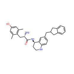 Cc1cc(O)cc(C)c1C[C@H](N)C(=O)N[C@@H]1CCNc2ccc(CC3Cc4ccccc4C3)cc21 ZINC000095582827