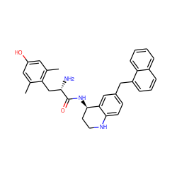 Cc1cc(O)cc(C)c1C[C@H](N)C(=O)N[C@@H]1CCNc2ccc(Cc3cccc4ccccc34)cc21 ZINC000095584933