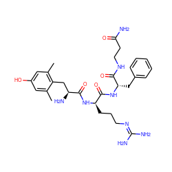 Cc1cc(O)cc(C)c1C[C@H](N)C(=O)N[C@H](CCCN=C(N)N)C(=O)N[C@@H](Cc1ccccc1)C(=O)NCCC(N)=O ZINC000028264828