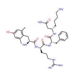 Cc1cc(O)cc(C)c1C[C@H](N)C(=O)N[C@H](CCCNC(=N)N)C(=O)N[C@@H](Cc1ccccc1)C(=O)N[C@@H](CCCCN)CC(N)=O ZINC000653719044