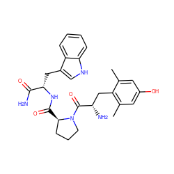 Cc1cc(O)cc(C)c1C[C@H](N)C(=O)N1CCC[C@H]1C(=O)N[C@@H](Cc1c[nH]c2ccccc12)C(N)=O ZINC000169308465