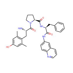 Cc1cc(O)cc(C)c1C[C@H](N)C(=O)N1CCC[C@H]1C(=O)N[C@@H](Cc1ccccc1)C(=O)Nc1ccc2ncccc2c1 ZINC000096902484