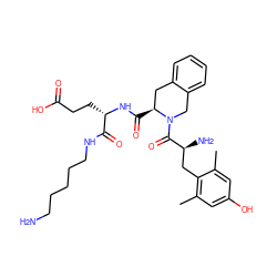 Cc1cc(O)cc(C)c1C[C@H](N)C(=O)N1Cc2ccccc2C[C@@H]1C(=O)N[C@@H](CCC(=O)O)C(=O)NCCCCCN ZINC000028639190