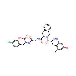 Cc1cc(O)cc(C)c1C[C@H](N)C(=O)N1Cc2ccccc2C[C@@H]1C(=O)NCC(=O)N[C@@H](Cc1ccc(Cl)cc1)C(=O)O ZINC000096921418