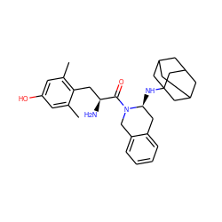 Cc1cc(O)cc(C)c1C[C@H](N)C(=O)N1Cc2ccccc2C[C@@H]1NC12CC3CC(CC(C3)C1)C2 ZINC000027627854