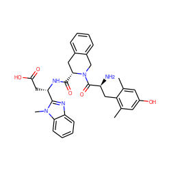 Cc1cc(O)cc(C)c1C[C@H](N)C(=O)N1Cc2ccccc2C[C@H]1C(=O)N[C@@H](CC(=O)O)c1nc2ccccc2n1C ZINC000044308264