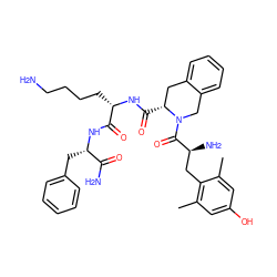 Cc1cc(O)cc(C)c1C[C@H](N)C(=O)N1Cc2ccccc2C[C@H]1C(=O)N[C@@H](CCCCN)C(=O)N[C@@H](Cc1ccccc1)C(N)=O ZINC000096941687
