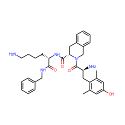 Cc1cc(O)cc(C)c1C[C@H](N)C(=O)N1Cc2ccccc2C[C@H]1C(=O)N[C@@H](CCCCN)C(=O)NCc1ccccc1 ZINC000036216241