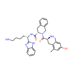 Cc1cc(O)cc(C)c1C[C@H](N)C(=O)N1Cc2ccccc2C[C@H]1C(=O)N[C@@H](CCCCN)c1nc2ccccc2[nH]1 ZINC000036216294