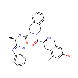 Cc1cc(O)cc(C)c1C[C@H](N)C(=O)N1Cc2ccccc2C[C@H]1C(=O)N[C@H](C)c1nc2ccccc2[nH]1 ZINC000027637958