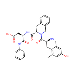 Cc1cc(O)cc(C)c1C[C@H](N)C(=O)N1Cc2ccccc2C[C@H]1C(=O)N[C@H](CC(=O)O)C(=O)Nc1ccccc1 ZINC000049881844