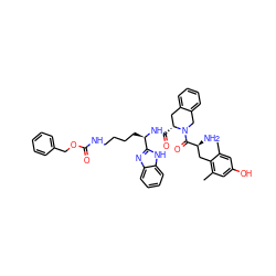 Cc1cc(O)cc(C)c1C[C@H](N)C(=O)N1Cc2ccccc2C[C@H]1C(=O)N[C@H](CCCCNC(=O)OCc1ccccc1)c1nc2ccccc2[nH]1 ZINC000049938402