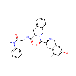 Cc1cc(O)cc(C)c1C[C@H](N)C(=O)N1Cc2ccccc2C[C@H]1C(=O)NCC(=O)N(C)c1ccccc1 ZINC000040979136