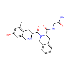 Cc1cc(O)cc(C)c1C[C@H](N)C(=O)N1Cc2ccccc2C[C@H]1C(=O)NCC(N)=O ZINC000013581430