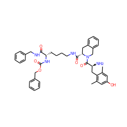 Cc1cc(O)cc(C)c1C[C@H](N)C(=O)N1Cc2ccccc2C[C@H]1C(=O)NCCCC[C@H](NC(=O)OCc1ccccc1)C(=O)NCc1ccccc1 ZINC000028821066